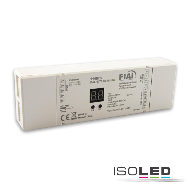 ISOLED DALI DT8 1 Adresse Universal Push-Dim PWM-Dimmer, 4 Kanal, 12-36V 4x5A, 48V 4x3A
