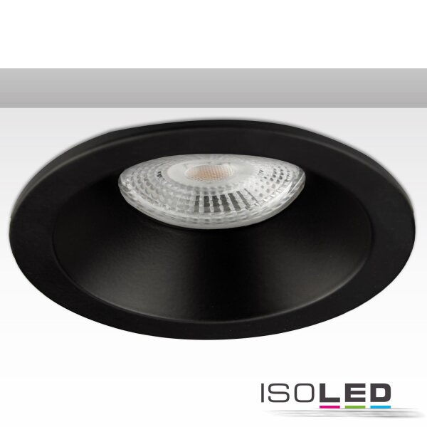 ISOLED Einbaurahmen rückversetzt rund für GU10/MR16 schwarz, mit Glaslinse