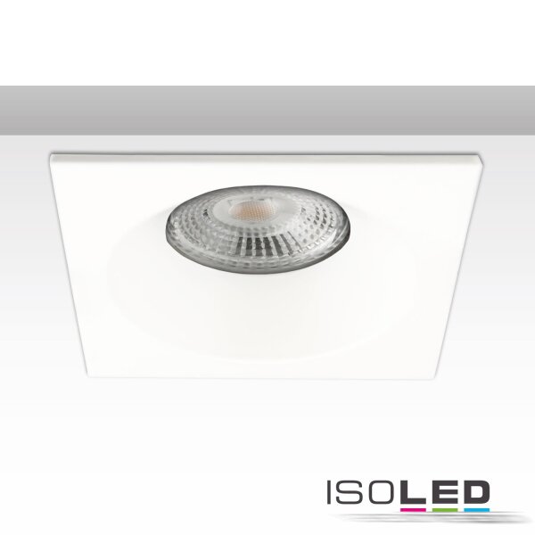 ISOLED Einbaurahmen rückversetzt eckig für GU10/MR16 weiß, mit Glaslinse