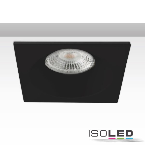 ISOLED Einbaurahmen rückversetzt eckig für GU10/MR16 schwarz, mit Glaslinse