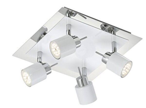 LED Deckenleuchte Chrom Weiss 4 Flammig Drehbar Schwenkbar