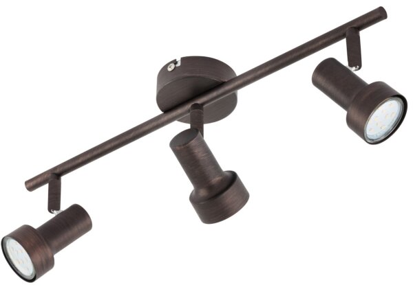 Briloner LED Deckenleuchte Spot 3-flammig ROST Metall kupfer-antik inkl. LED GU10/3W schwenkbar drehbar