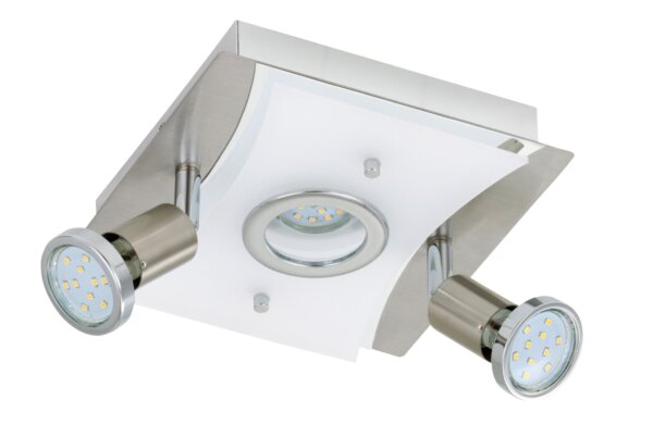 LED Deckenleuchte Nickel matt 3 Flammig Drehbar Schwenkbar Eckig Warmweiß 20cm x 20cm