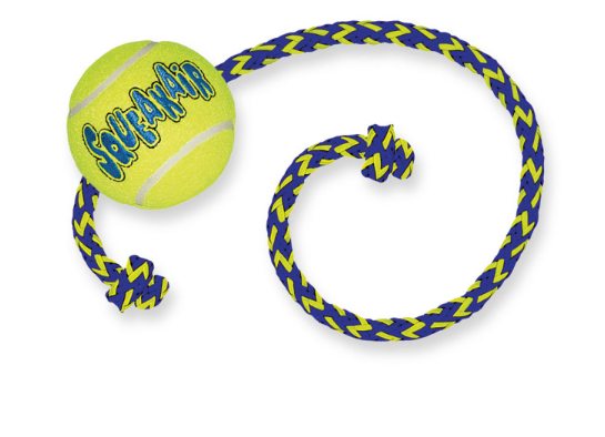 KONG® Squeakair® Ball mit Tau Ø = 6 cm (51 cm Gesamtlänge)