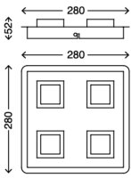 LED Deckenleuchte 4-flammig Metall-Kunststoff / alu-chrom 3532-041