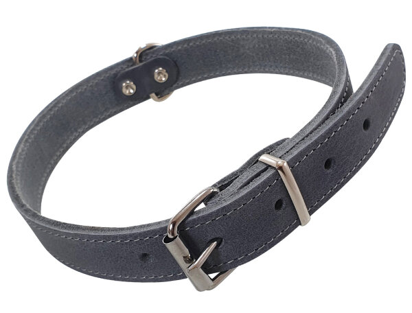 NOBBY Lederhalsband "Tabil", grau, L, 60 cm (46-56 cm), 25 mm