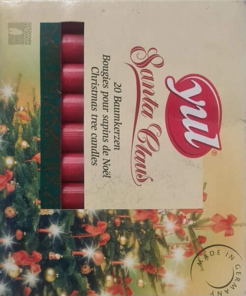 YUL Santa Claus, 20 Baumkerzen, Rot, 10 cm, Ø 1,3 cm