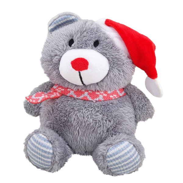 NOBBY Weihnachtsbär mit Mütze, mit Squeaker, 20 cm