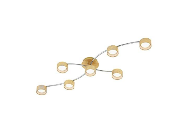 BRILONER Leuchten - LED-Deckenleuchte, 7-flammig, 5 Watt, 400 Lumen, 3.000 Kelvin, Strahler schwenk- und drehbar, gold