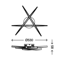 BRILONER Leuchten, LED Deckenleuchte, geschwungene verstellbare Leuchtarme