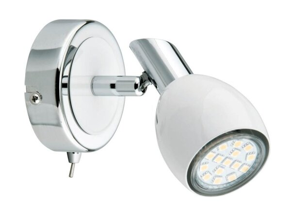 BRILONER LED Wandstrahler mit Schalter Combi, weiß Chrom inkl. GU10 LED schwenkbar