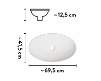 Samar baliv Aufsatzwaschbecken WBA-7060 Oval 70 mm x 42 cm