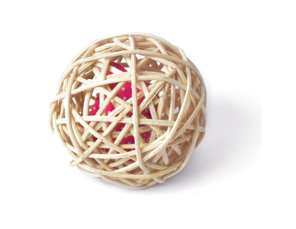 AUMÜLLER Mini Baldi-Ball  Handgeflochtener Rattanball + 2 Baldrian Spielkissen