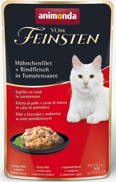 Katzen - Nassfutter ANIMONDA Vom Feinsten Adult Huhn + Rind in Tomatensauce, 50 g