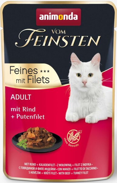 Katzen - Nassfutter ANIMONDA Vom Feinsten Filets Adult, Rind + Putenfilet, 85 g