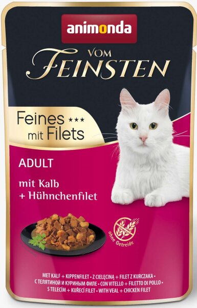 Katzen - Nassfutter ANIMONDA Vom Feinsten Filets Adult, Kalb + Hühnchenfilet, 85 g