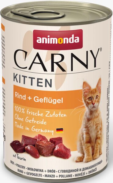 Katzen - Nassfutter ANIMONDA Carny Kitten Geflügel + Rind, 400 g