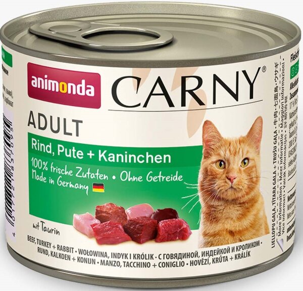Katzen - Nassfutter ANIMONDA Carny Adult Rind + Pute + Kaninchen, 200 g