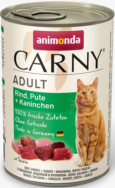 Katzen - Nassfutter ANIMONDA Carny Adult Rind + Pute + Kaninchen, 400 g