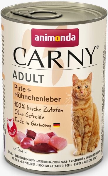 Katzen - Nassfutter ANIMONDA Carny Adult Pute + Hühnchenleber, 400 g