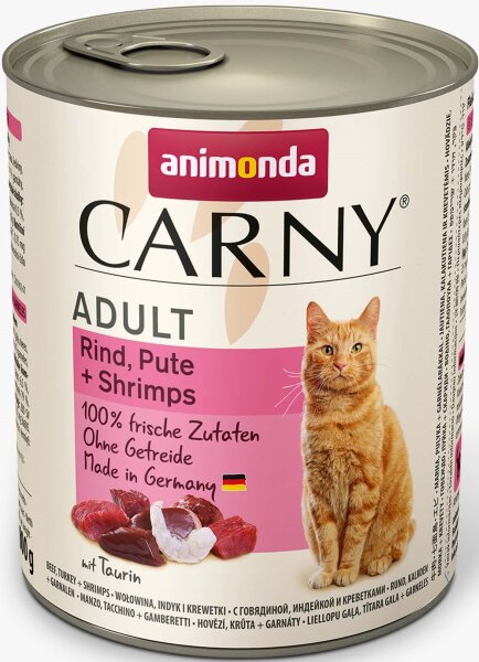 Katzen - Nassfutter ANIMONDA Carny Adult Rind + Pute + Shrimps, 800 g