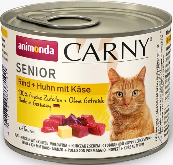Katzen - Nassfutter ANIMONDA Carny Senior Rind + Huhn + Käse, 200 g