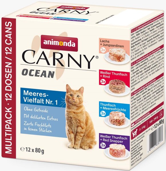 Katzen - Nassfutter ANIMONDA Carny Ocean Multipack Meeresvielfalt Nr.1, 12 x 80 g