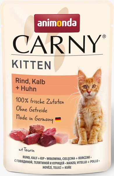 Katzen - Nassfutter ANIMONDA Carny Kitten Rind + Kalb + Huhn, 85 g