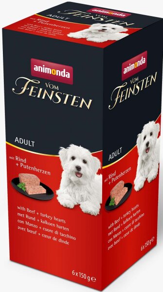 Hunde - Nassfutter ANIMONDA Vom Feinsten Adult Multipack Rind + Putenherzen, 6 x 150 g