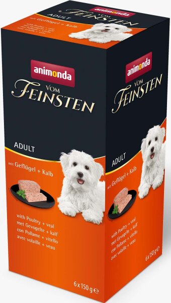 Hunde - Nassfutter ANIMONDA Vom Feinsten Adult Multipack Geflügel + Kalb, 6 x 150 g