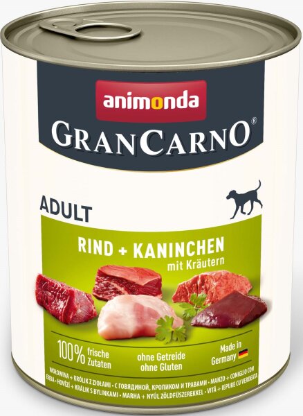 Hunde - Nassfutter ANIMONDA GranCarno Adult Rind + Kaninchen, 800 g