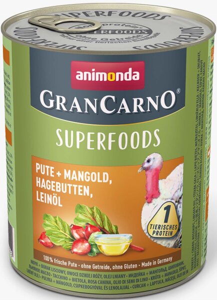 Hunde - Nassfutter ANIMONDA GranCarno Adult Superfoods Pute, 800 g