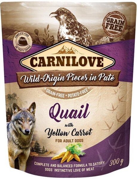 Hunde - Nassfutter CARNILOVE Adult Paté Quail & Yellow Carrot, 300 g