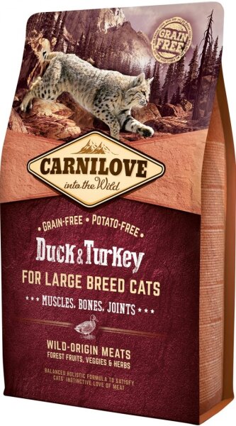 Katzen - Trockenfutter CARNILOVE Adult Duck & Turkey Large Breed, 2 kg