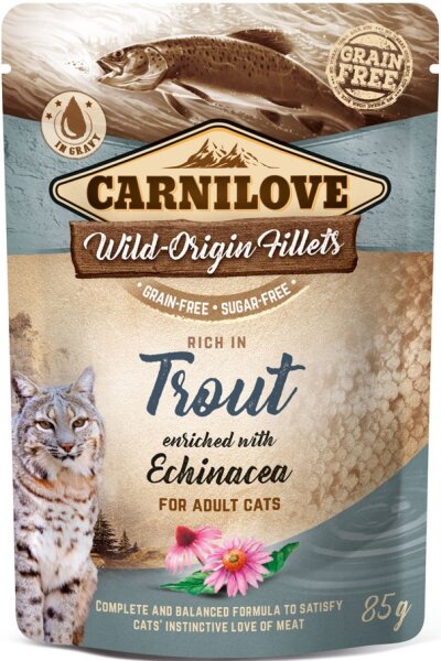 Katzen - Nassfutter CARNILOVE Adult Trout & Echinacea, 85 g