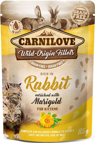 Katzen - Nassfutter CARNILOVE Kitten Rabbit & Marigold, 85 g