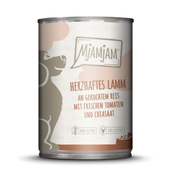 Hunde - Nassfutter MjAMjAM Adult Herzhaftes Lamm an gekochtem Reis mit frischen Tomaten, 400 g