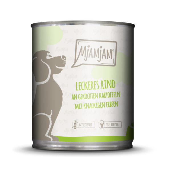 Hunde - Nassfutter MjAMjAM Adult Leckeres Rind an gekochten Kartoffeln mit knackigen Erbsen, 800 g