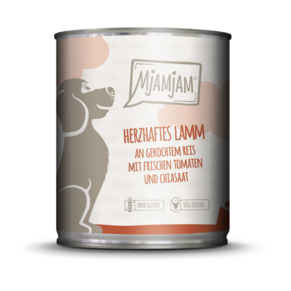 Hunde - Nassfutter MjAMjAM Adult Herzhaftes Lamm an gekochtem Reis mit frischen Tomaten, 800 g