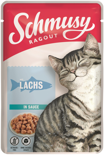 Katzen - Nassfutter SCHMUSY Adult Ragout mit Lachs in Sauce, 100 g