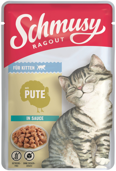 Katzen - Nassfutter SCHMUSY Kitten Ragout mit Pute in Sauce, 100 g