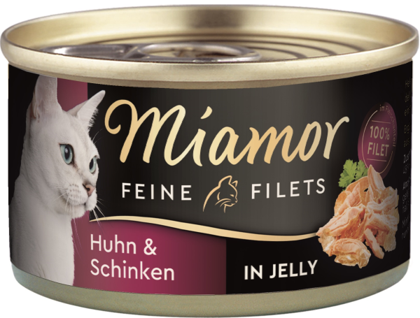 Katzen - Nassfutter MIAMOR Adult Feine Filets in Jelly Huhn & Schinken, 100 g