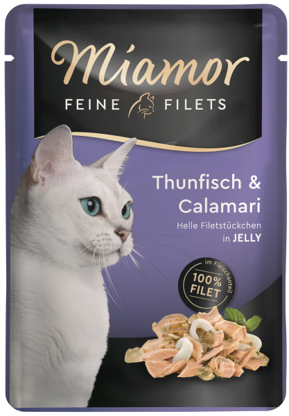 Katzen - Nassfutter MIAMOR Adult Feine Filets in Jelly Thunfisch & Calamari, 100 g