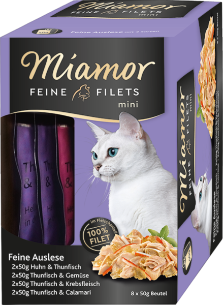 Katzen - Nassfutter MIAMOR Adult Feine Filets Mini Auslese, Multibox, 8 x 50 g