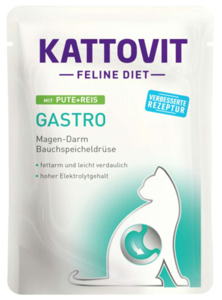 Katzen - Nassfutter KATTOVIT Feline Diet Gastro Pute & Reis, 85 g