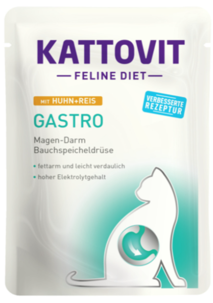 Katzen - Nassfutter KATTOVIT Feline Diet Gastro Huhn & Reis, 85 g