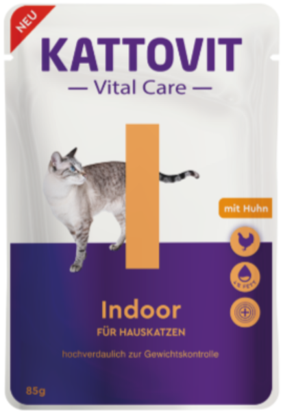 Katzen - Nassfutter KATTOVIT Vital Care Indoor mit Huhn, 85 g