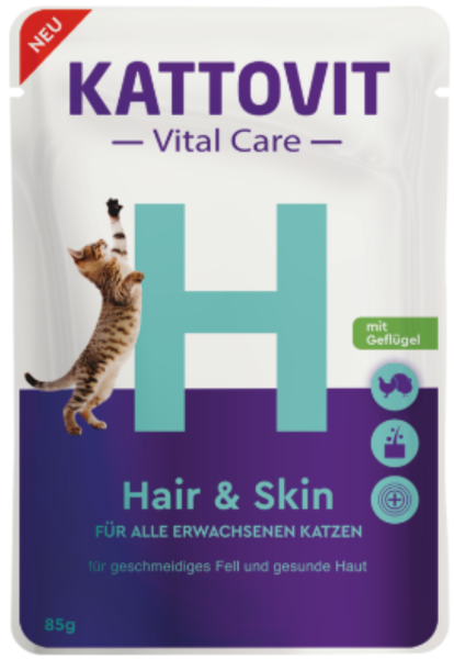 Katzen - Nassfutter KATTOVIT Vital Care Hair & Skin mit Geflügel, 85 g