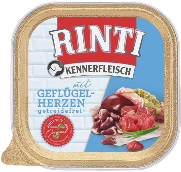 Hunde - Nassfutter RINTI Adult Kennerfleisch mit Geflügelherzen, 300 g