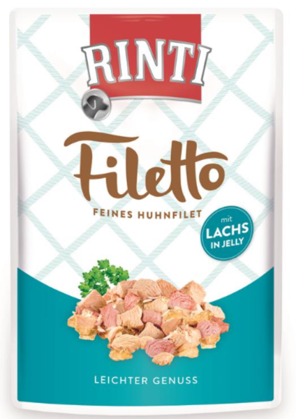 Hunde - Nassfutter RINTI Adult Filetto, Huhnfilet mit Lachs, 100 g